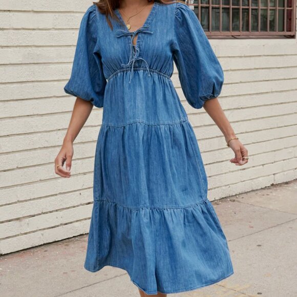 Bohme Nadia Midi Dress in Light Wash - Picture 5 of 6